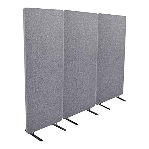 ReFocusâ„¢ Raw Freestanding Acoustic Room Divider 3 Pack â€“ Reduce Noise and Visual Distractions with This Lightweight Room Separator (Castle Gray, 24" X 62")