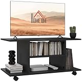 HOMCOM Modern TV Cabinet Stand Storage Shelves Table Mobile Bedroom Furniture Bookshelf Bookcase Black - Image 1