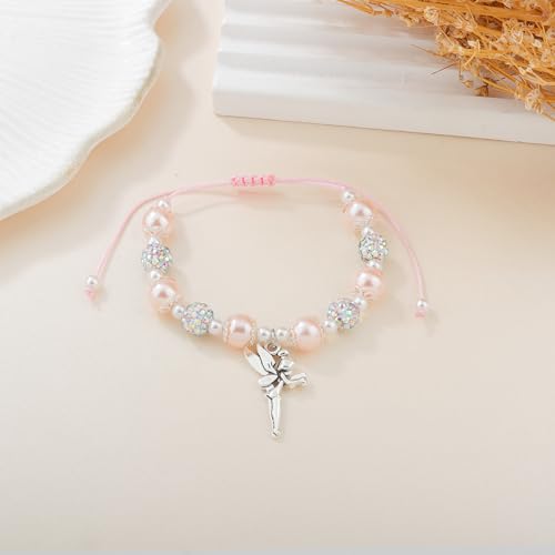 ARHTF Tooth Fairy Bracelet, First Lost Tooth Gift, Tooth Fairy Jewelry, Tooth Fairy Letter Tooth Fairy Gifts for Little Girls,Daughter,Granddaughter (Pink Tooth Fairy gift)