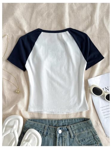 Girl's T Shirts Color Block Graphic Tees Short Sleeve Crew Neck Cute Tops2