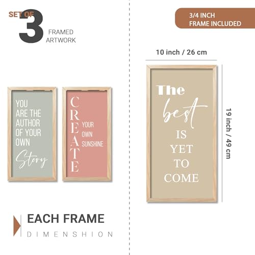 Image of kotart - Motivational Quotes Poster With Frame | Quotes Wall Decor Paintings | Quotes Wall Decor Poster With Frames | Wall Hanging Paintings For Office Living Room Bedroom Set of 3 (10x19 inch, D)
