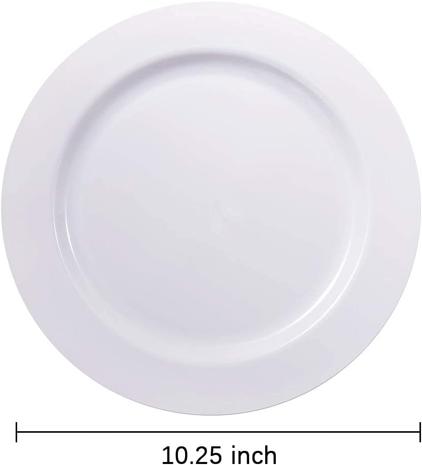 bUCLA 200PCS white plastic plates-include 100PCS 10.25inch dinner plates and 6.25inch dessert plates