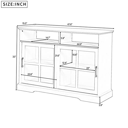 Seasd Kitchen Sideboard Buffet With 2 Glass Sliding Doors And Adjustable Shelves Storage Cabinet For Dining Room #TOP6