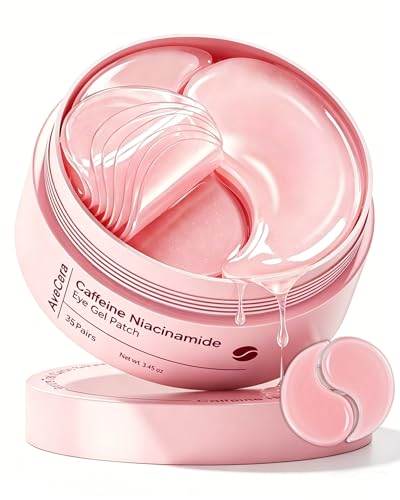 AveCera 70Pcs Caffeine Peptide Under Eye Patches for Dark Circles Puffiness, Eye Masks with Rose Essence Hyaluronic Acid Niacinamide Anti Wrinkle & Fine Lines Hydrating & Cooling for Women Mothers Day