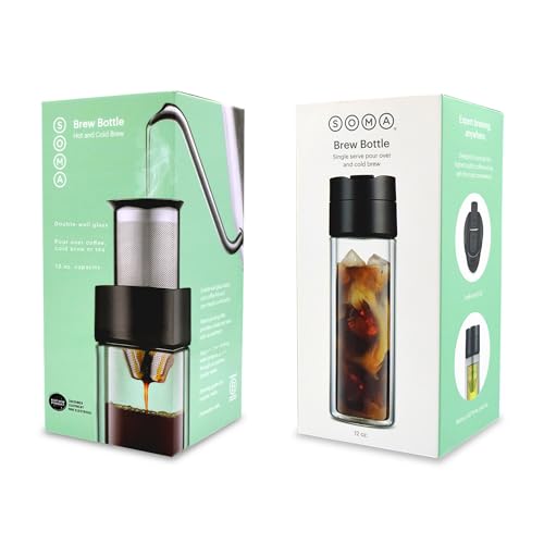 Image of SOMA Double Wall Glass Tea and Coffee Cold Brew Bottle, Black, 12oz (SM18501K)