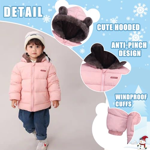 Infant Baby Winter Coat Bear Hooded Jacket Warm Fleece Snowsuit Windproof Outerwear for Toddler Boy Girl 9M-4T - Image 4