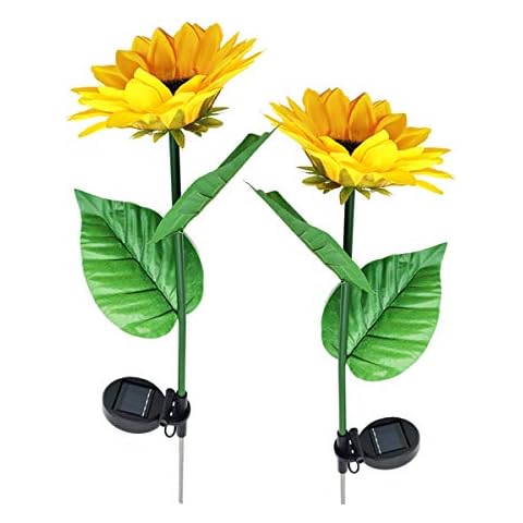 Solar Garden Lights Outdoor Sunflower Light with Warm Color Waterproof LED Lights for Garden Yard Pathway Holiday Party Decoration 2 Pack Cover