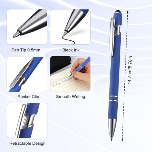 JIANTA 14 Pieces Retractable Ballpoint Pens with Stylus Tip, 2 in 1 Stylus Ballpoint Pen - Image 2