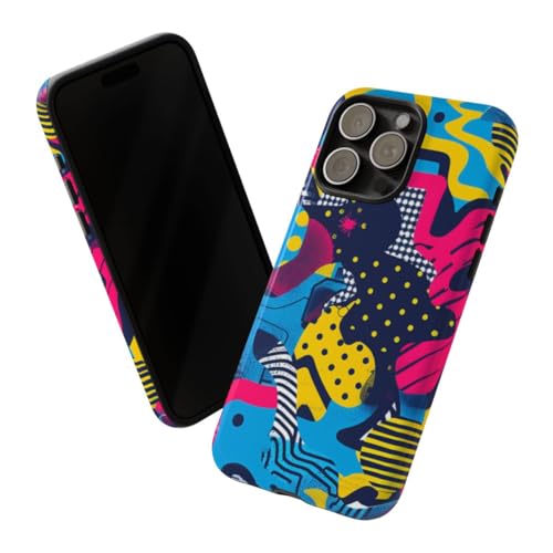 Coque iPhone 15 Pro Max géométrique jaune coque rigide brillante antichoc