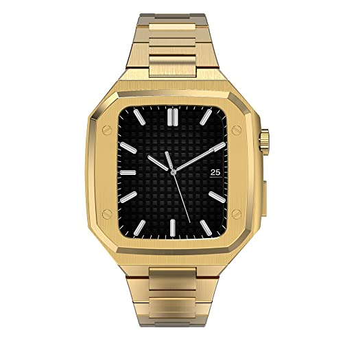 Bracelet en métal Apple Watch 8 7 45mm avec coque acier intégrée