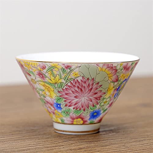 Theekopjes Bloemen thee beker set met schotel creatieve kleur glazuur Chinese theekopje schattige bloemen kleine kop… - Image 4