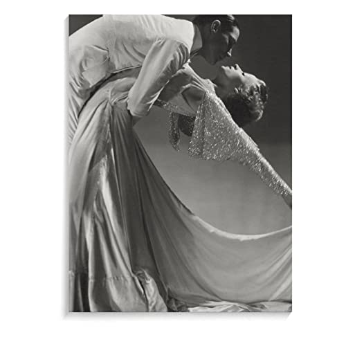 Black And White Couple Dance Art Retro Poster Wall Decor Wall Art Paintings Canvas Wall Decor Home Decor Living Room Decor Aesthetic 24X32Inch(60X80Cm) Frame-Style #TOP7