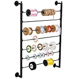 BATTIPAW 7-Tier Modern Black Metal Wall Organizer, Ribbon & Wrapping Paper Roll Holder, Craft Room...