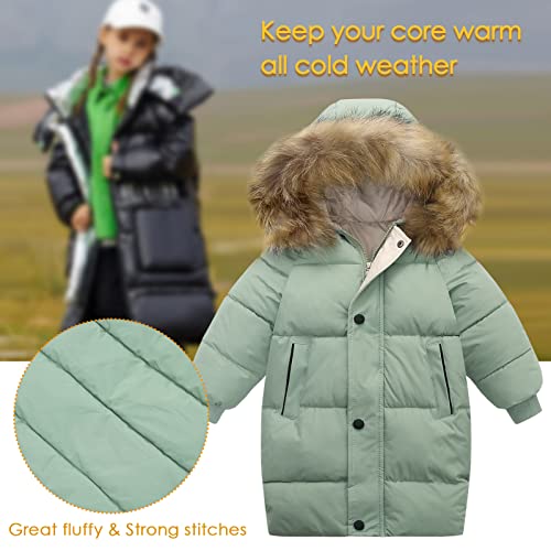 Happy Cherry Girls Boys Down Jackets Long Winter Warm Puffer Coats Fur Hooded Padded Outwear Water Resistant Jackets Parka Soft Clothes #TOP4