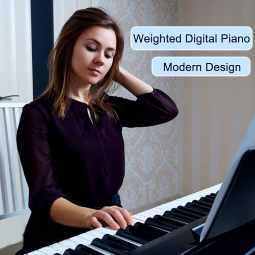 88 Key Digital Piano Beginner Electric Keyboard Piano, with Semi-Weighted Velocity-Sensitive Keys Dual 20W Speakers Bundle include Sustain Pedal, Carrying Bag, Music Stand, Earphone
