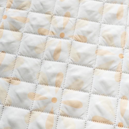 Image of House of Quirk 'Mughal Series' Printed Quilted Sofa Cover for 1 /2 /3 /4 Seater - Anti-Slip, Washable Couch Protector Slipcover (One Seater, Sunny Bloom, 80x60 cm)