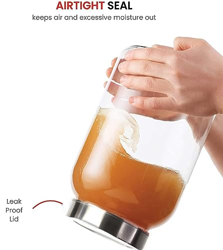 Image of Glassbunny Steel lid GLASS JAR 2000ML Round Jars for kitchen Transparent Containers for Kitchen Pantry, Flour, Cereal, Masala, Dry Fruits, Pickles See Through Cap 2KG Pack of 2