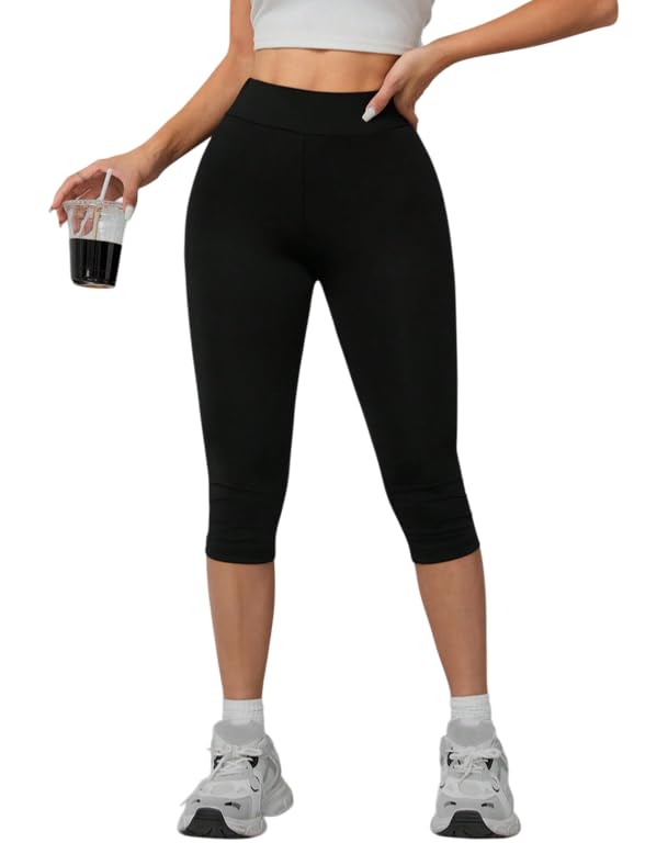 Image of ENDEAVOUR WEAR 3 /4th Gym Pants for Women Workout, Capri with Side Pockets - Ultimate Active wear Capris Tights for Workout | Yoga Pants
