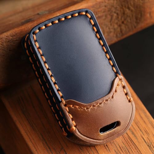Image of keyzone dual leather key cover for Honda City, Accord, Amaze, CR-V, WR-V 3 button smart key