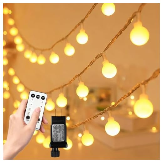 RaThun Globe String Lights 49 Feet 100 led,8 Modes Fairy String Lights Plug in,Indoor String Lights for Bedroom,Classroom,Outdoor String Lights for Patio,Garden,Party,Wedding-Warm White