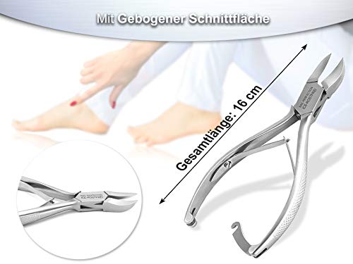 Nagelzange Fußnagelzange Nagelschere Rostfrei Edelstahl mit gebogener Schnittfläche für Mittlere bis Starke Fußnägel… – Bild 3