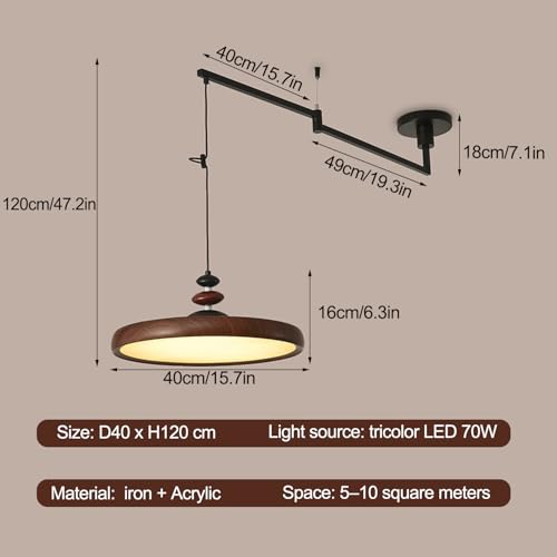 Suspension Wabi Sabi articulée éclairage modulable noyer LED