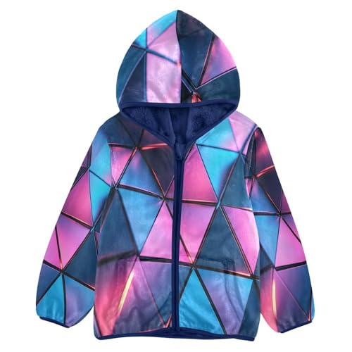 Triangular Architectural Toddler Fleece Jacket Girl Boys Hooded Fleece Jacket Coat Warm Outwear Zip-up 3-10T