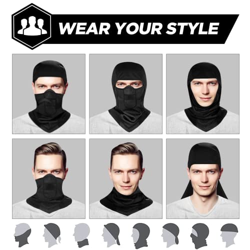 Balaclava Ski Mask Cold Weather - Winter Windproof Breathable Full Face Mask for Men & Women Thermal Headwear Gear Riding Motorcycle & Snowboarding Skiing, Black - Thumbnail 3