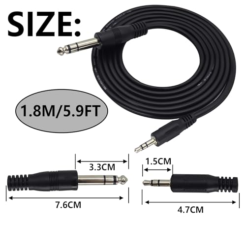 Cable de audio Jack 3.5mm a Jack 6.35mm 2 pack 1.8 m miniatura 2