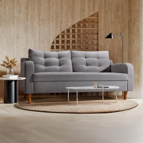 Image of Duroflex Ease Plus - 3 Seater Sofa Set for Living Room | 3 Year Warranty | Premium Wooden Frame Sofa | Anti-Pilling Fabric, Fade & Termite Resistant | Comfortable & Durable Couch - Steeple Grey