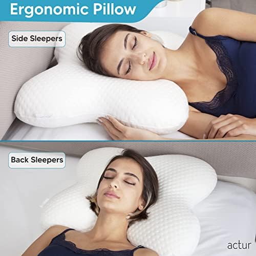 ACTUR Memory Foam Pillow. Butterfly Design Ergonomic Pillow for Side Sleepers and Stomach Sleeper Pillows.orthopedic Pillow for Sleeping. Neck Pillow For Neck Pain. Cervical Pillow 57x45x13 Cm.