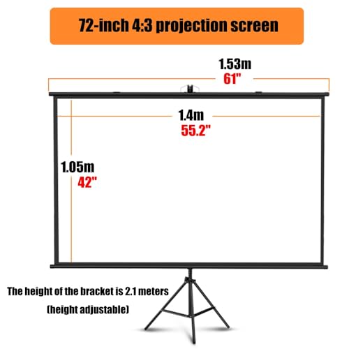 Pantalla de proyección enrollable 72" 4:3 portátil miniatura 5