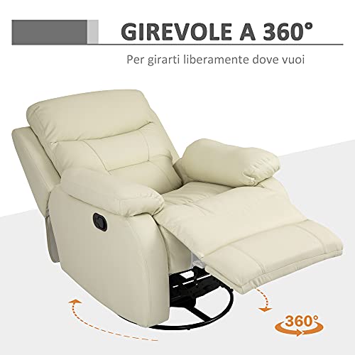 Homcom Poltrona Relax Reclinabile a 150°, Girevole...