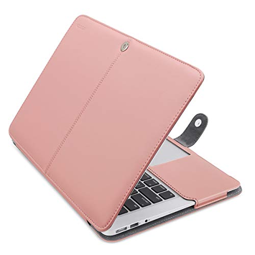 MOSISO Compatible with MacBook Air 13 inch Case A1369 A1466 Older Version 2010-2017 Release, PU Leather Case Portfolio Protective Stand Cover Sleeve, Rose Quartz