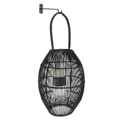 FAROL RATTAN NEGRO C/SOP PARED METAL