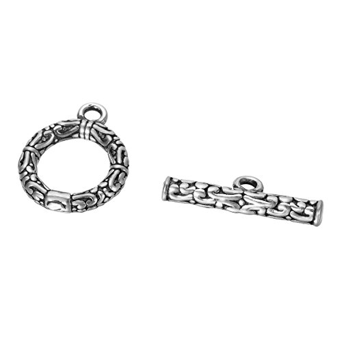 HOUSWEETY 1 Set Sterling Silver Toggle Clasp for Necklace/Jewelry Making