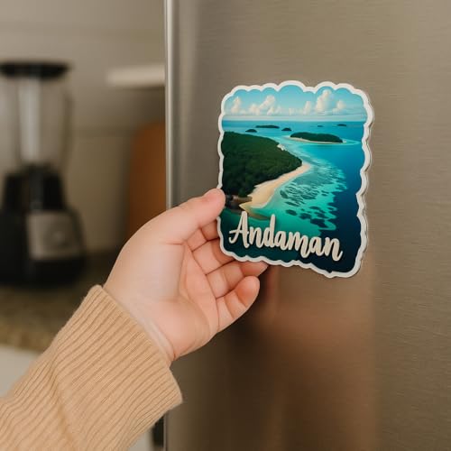 Image of Naxon Andaman Theme Souvenir Wooden Fridge Magnet for Refrigerator - Printed Fridge Magnet for Kitchen & Home Decor | Perfect Souvenir Gift | Size 3x3 in | Pack of 1