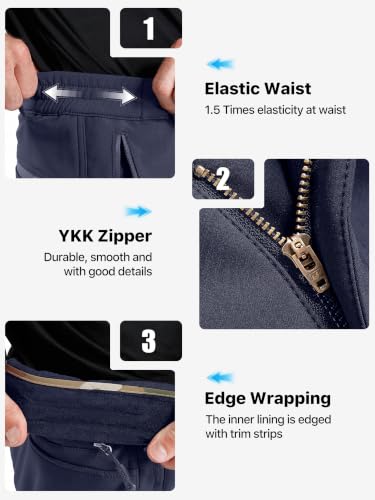 Image of FREE SOLDIER Men's Fleece Lined Outdoor Cargo Hiking Pants Water Repellent Softshell Snow Ski Pants with Zipper Pockets