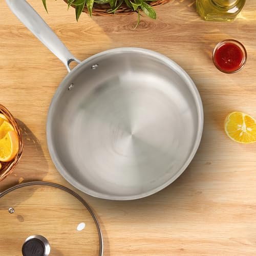 Image of Professional Empire Tri‑Ply Stainless Steel Frying Pan | Non‑Stick & Non‑Toxic | Heat‑Resistant Handle | Induction & Gas Stove Compatible | Heavy Duty 304 Stainless Steel | 22 cm