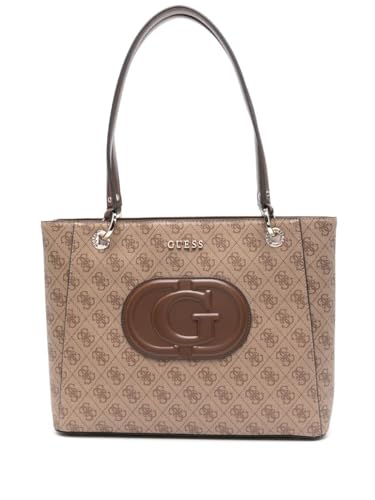 Cabas GUESS Eco Mietta Noel en toile logo marron et latte