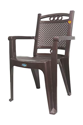 Image of Prima Plastic Chair for Living Room | Set of 2 | Chair for Home, Living Room, Multipurpose | Stackable Chair with arm | 100% Virgin Plastic | Quikr 3 (Weather Brown Colour)