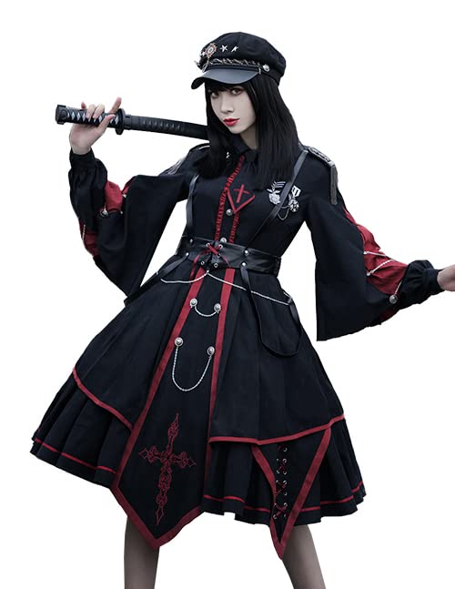 中国製 全身品 ゴスロリスタイル 黒ドレス レザー風 Amazon.co.jp: 中国風ロリータ/華ロリ/Lolita衣装 懲罰者公式 jk