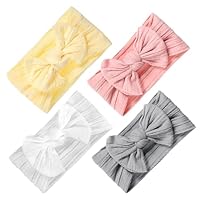 HJZHII 4 Stück Baby Haarband, Superweiche Passform Stirnbänder Baby Mädchen, Babymädchen Elastisch Schleifen Turban Haarband, Neugeborene Kleinkinder Haarschmuck