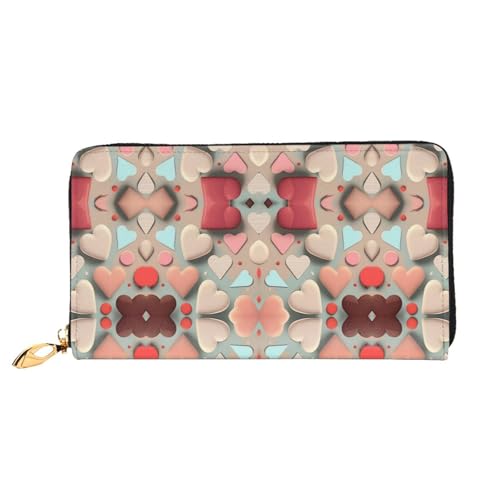 Love pattern Women's Wallet Long Zip Around, Premium Vegan Leather Wallet with 12 Card Holders, Large Capacity,Gift Ready Packaging