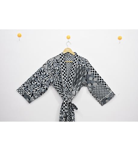 Image of Hand block print Cotton Kimono bikini cover up,Indian Hand block print Cotton Bath Robe,Swim Wear,Nighrwere Dressing Gown