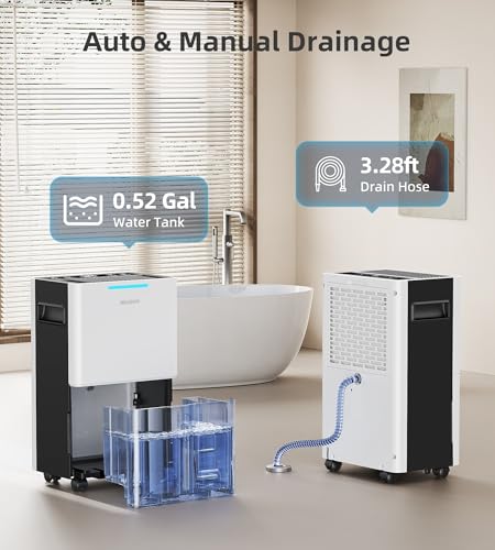1500 Sq. ft Dehumidifier for Basement and Large Room, 21 Pints Dehumidifiers for Home with Drain Hose, Intelligent Humidity Control, 3 Modes, 24H Timer, Ideal for RV, Bathroom, Bedroom