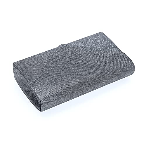 Image of IXEBELLA Women PU Clutch Glittering Evening Bag Formal Handbag Wedding Cocktail Prom Party Purse (Pewter)