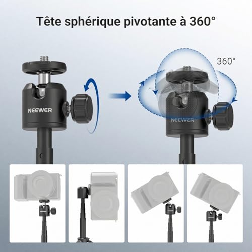 Perche selfie extensible Neewer DT001 compacte pour stabiliser les vlogs sur YouTube