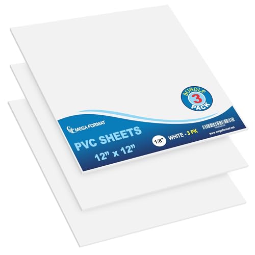 Image of Mega Format Expanded PVC Plastic Sheets - 12 inch X 12 inch Rigid White Sheet for Crafts, Signage, & Displays - Sintra, Celtec PVC Board - Waterproof for Outdoors Use - 1 /8 inch 3mm Thick - 3-Pk-White
