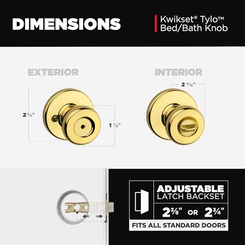 Kwikset Tylo Interior Privacy Door Knob with Lock, Door Handle For Bathroom and Bedroom, Polished Brass Keyless Turn Lock Doorknob, 1 Count (Pack of 1) - Image 6